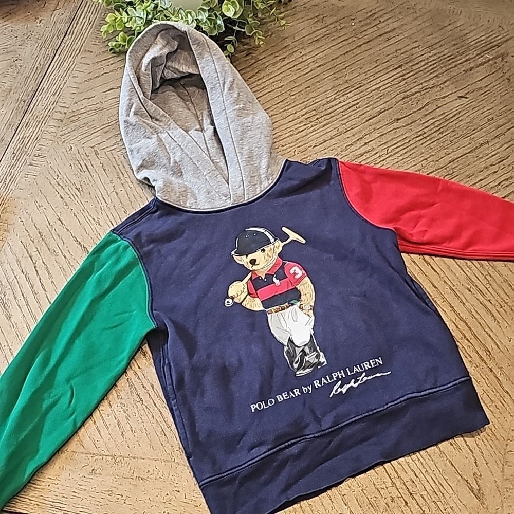 Ralph Lauren polo bear colorblock hooded sweater size S 8